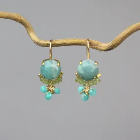 Amazonite Peridot Clover Earrings