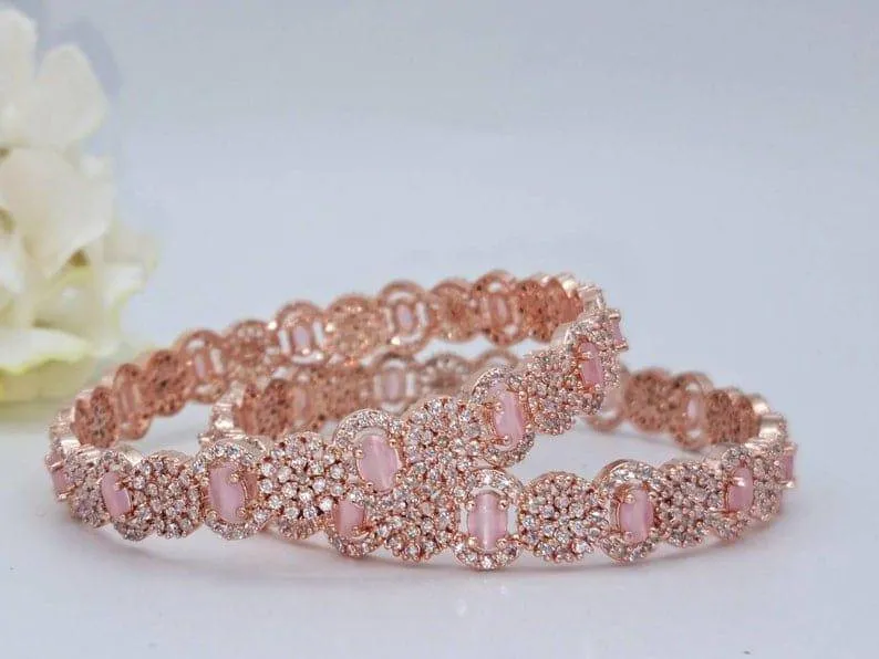 Pair of Rose Gold Bangles - Pink