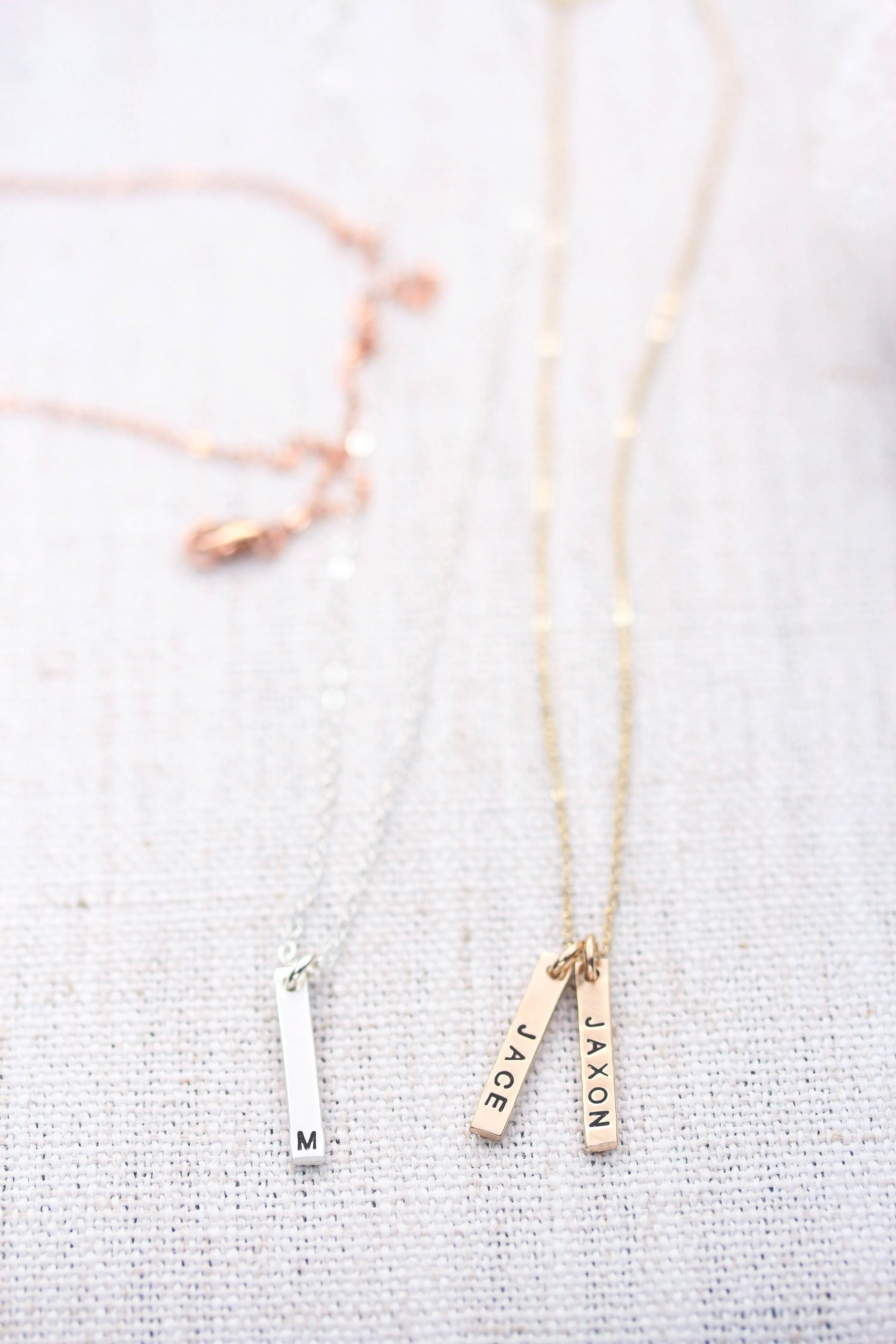petite vertical bar necklace { silver   gold }